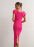KNIT MAXI DRESS W/LACE DETAIL AND SLIT